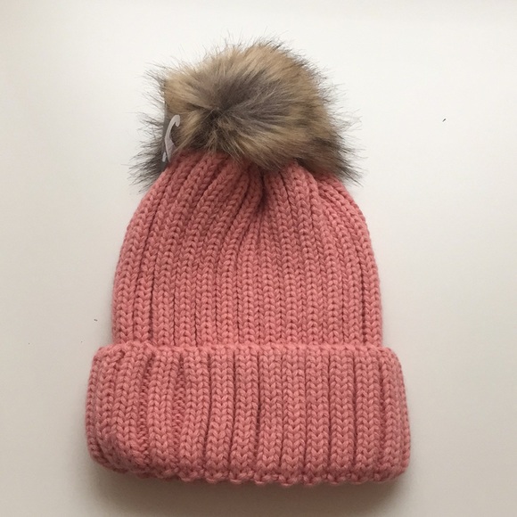 NWT Pink Toque - Faux Fur Pom Pom - Picture 5 of 7